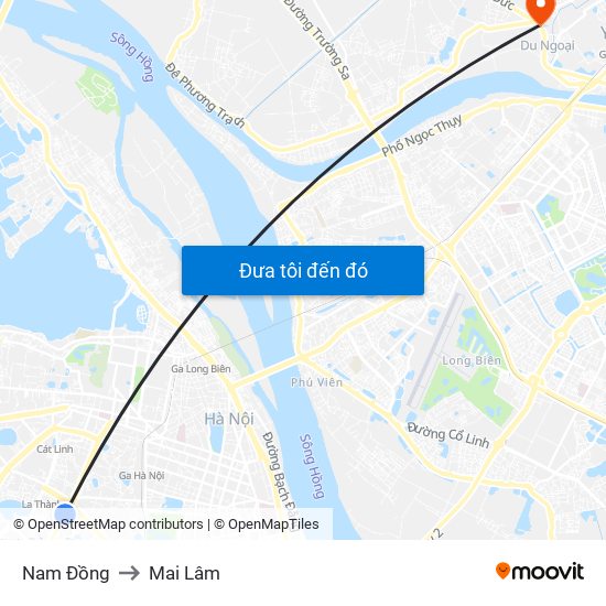 Nam Đồng to Mai Lâm map