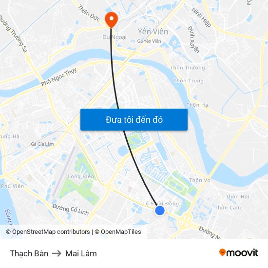 Thạch Bàn to Mai Lâm map