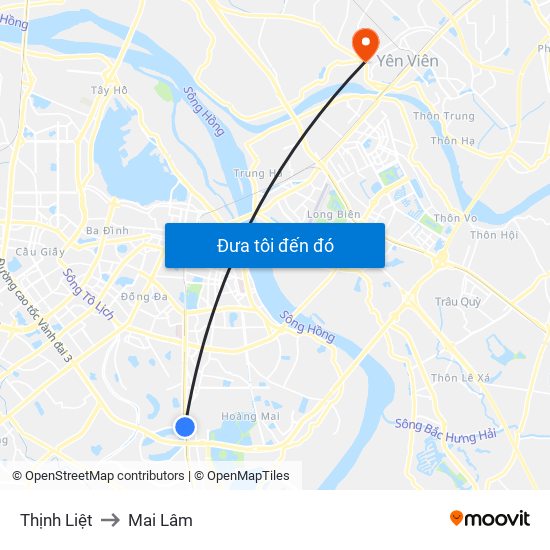 Thịnh Liệt to Mai Lâm map