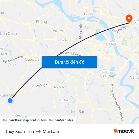 Thủy Xuân Tiên to Mai Lâm map