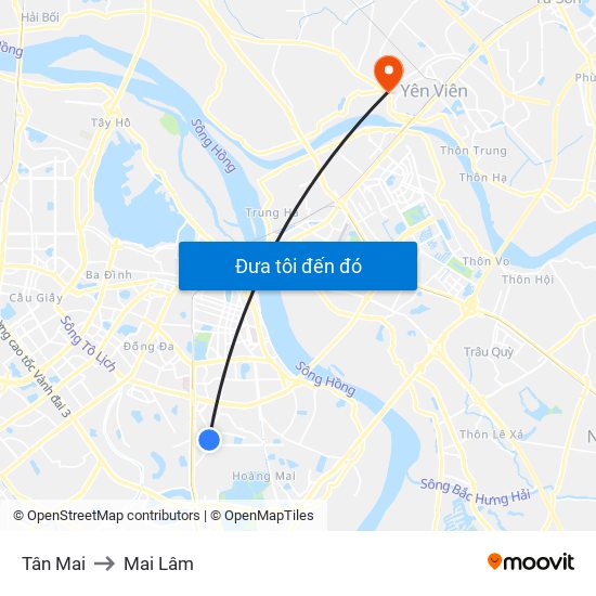 Tân Mai to Mai Lâm map