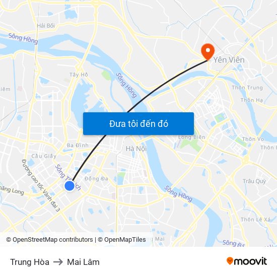 Trung Hòa to Mai Lâm map