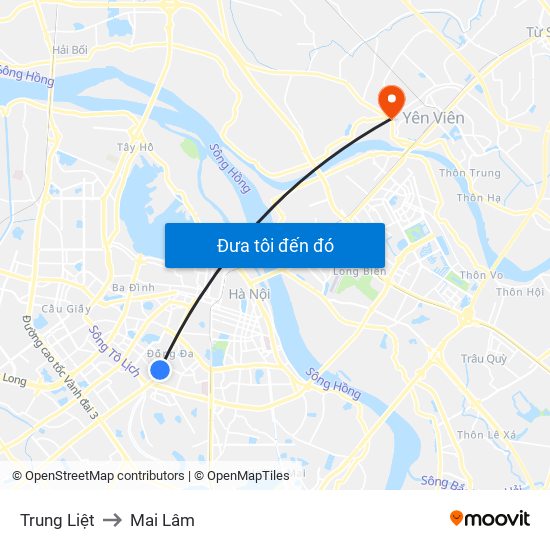 Trung Liệt to Mai Lâm map