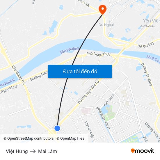 Việt Hưng to Mai Lâm map