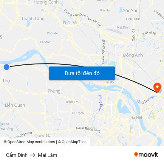 Cẩm Đình to Mai Lâm map