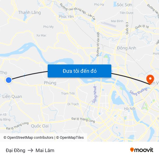 Đại Đồng to Mai Lâm map