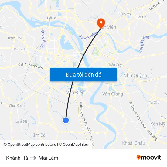 Khánh Hà to Mai Lâm map