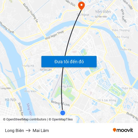 Long Biên to Mai Lâm map