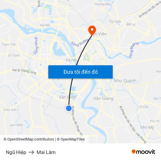 Ngũ Hiệp to Mai Lâm map