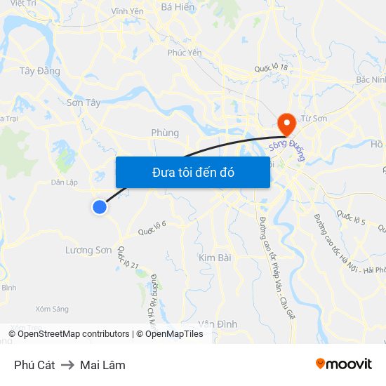 Phú Cát to Mai Lâm map