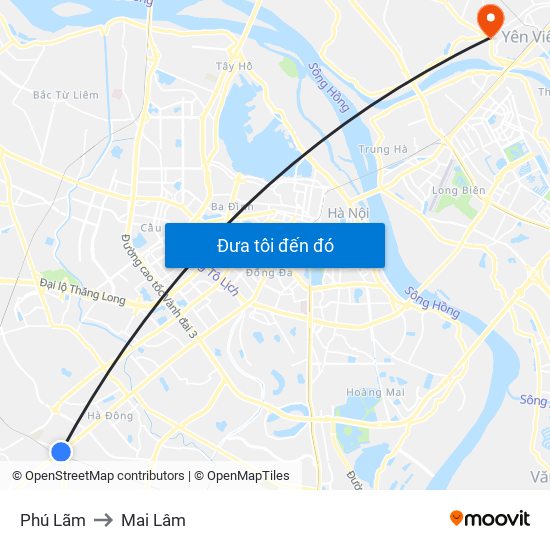 Phú Lãm to Mai Lâm map
