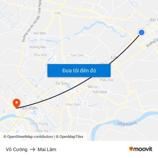 Võ Cường to Mai Lâm map