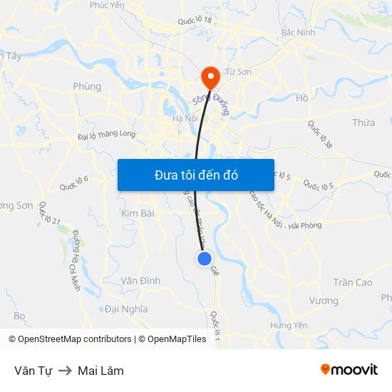 Văn Tự to Mai Lâm map