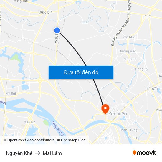 Nguyên Khê to Mai Lâm map