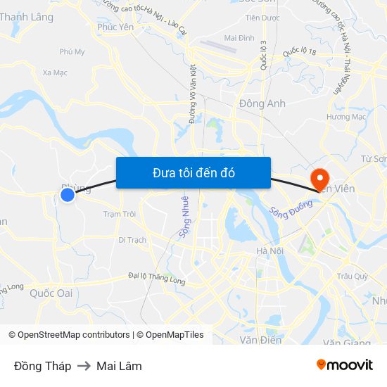 Đồng Tháp to Mai Lâm map
