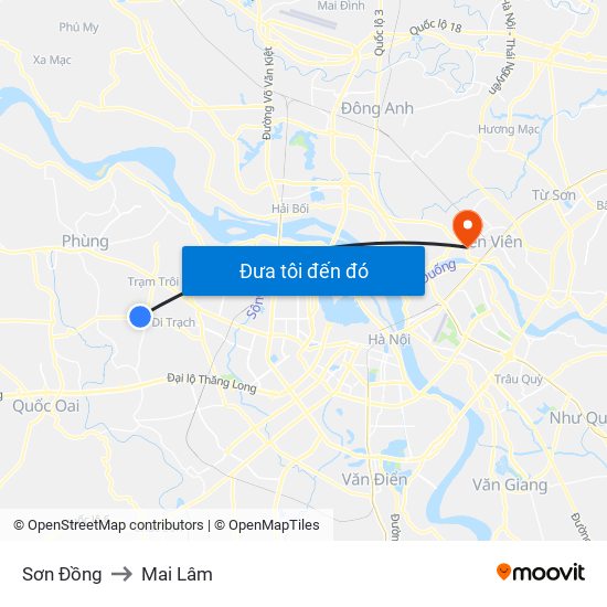 Sơn Đồng to Mai Lâm map