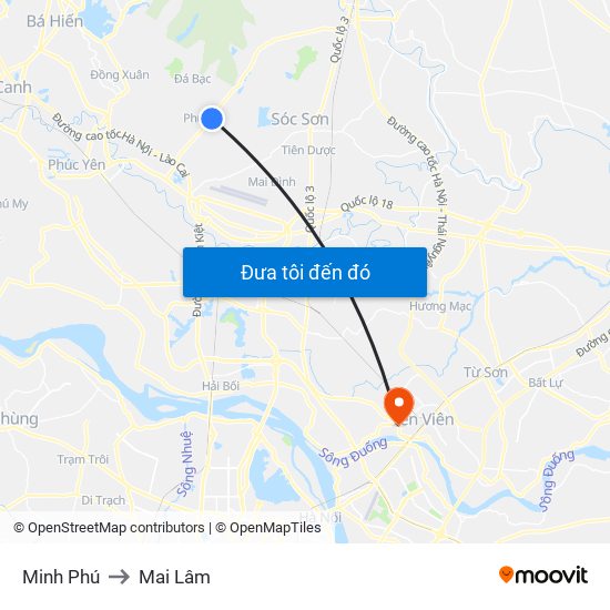 Minh Phú to Mai Lâm map