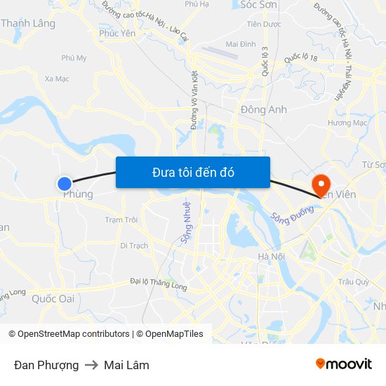 Đan Phượng to Mai Lâm map