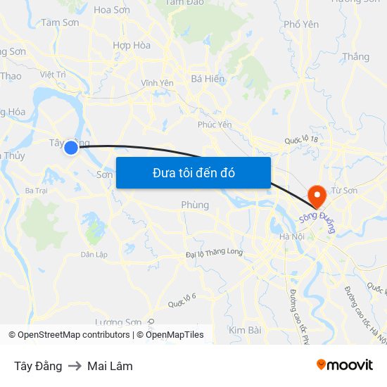 Tây Đằng to Mai Lâm map