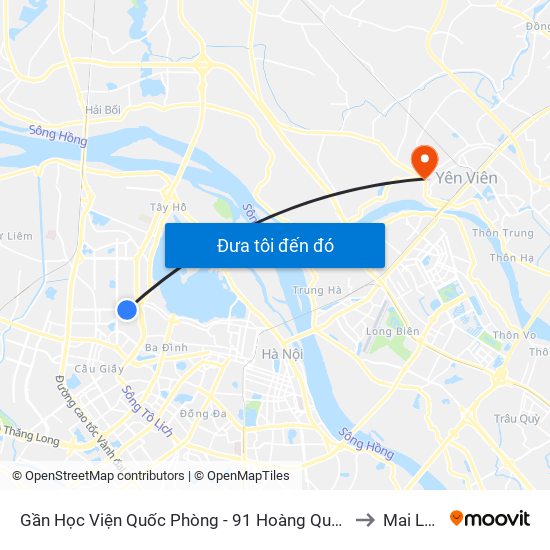 Gần Học Viện Quốc Phòng - 91 Hoàng Quốc Việt to Mai Lâm map