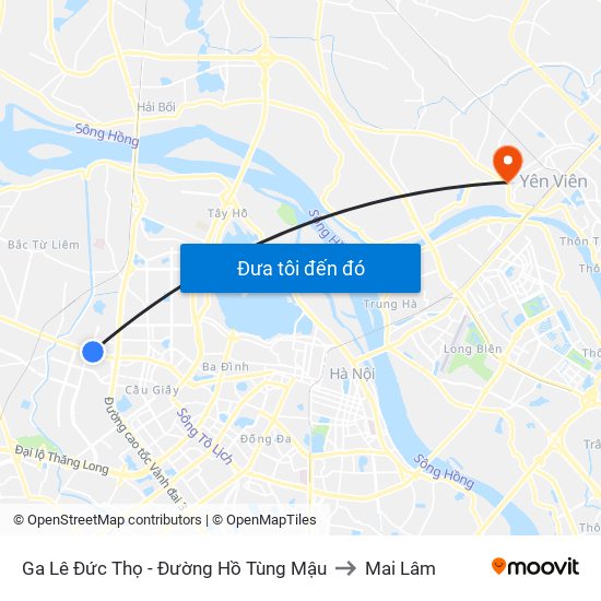 Ga Lê Đức Thọ - Đường Hồ Tùng Mậu to Mai Lâm map