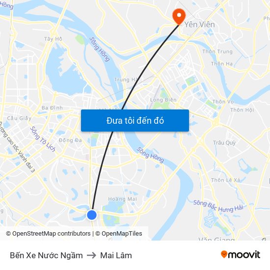 Bến Xe Nước Ngầm to Mai Lâm map