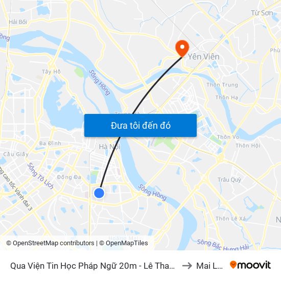 Qua Viện Tin Học Pháp Ngữ 20m - Lê Thanh Nghị to Mai Lâm map