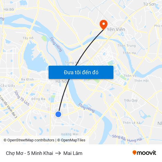 Chợ Mơ - 5 Minh Khai to Mai Lâm map