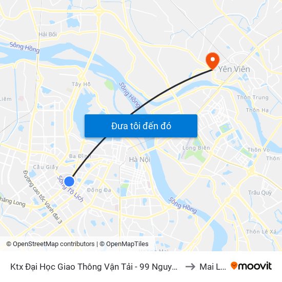 Ktx Đại Học Giao Thông Vận Tải - 99 Nguyễn Chí Thanh to Mai Lâm map