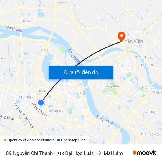 89 Nguyễn Chí Thanh - Ktx Đại Học Luật to Mai Lâm map