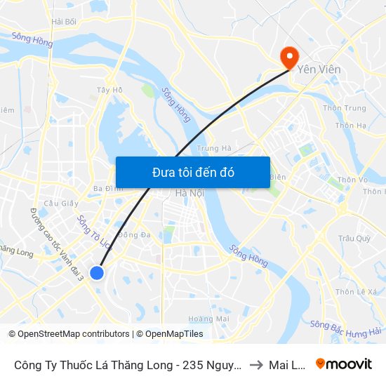Công Ty Thuốc Lá Thăng Long - 235 Nguyễn Trãi to Mai Lâm map