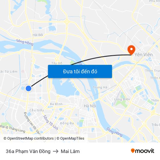 36a Phạm Văn Đồng to Mai Lâm map