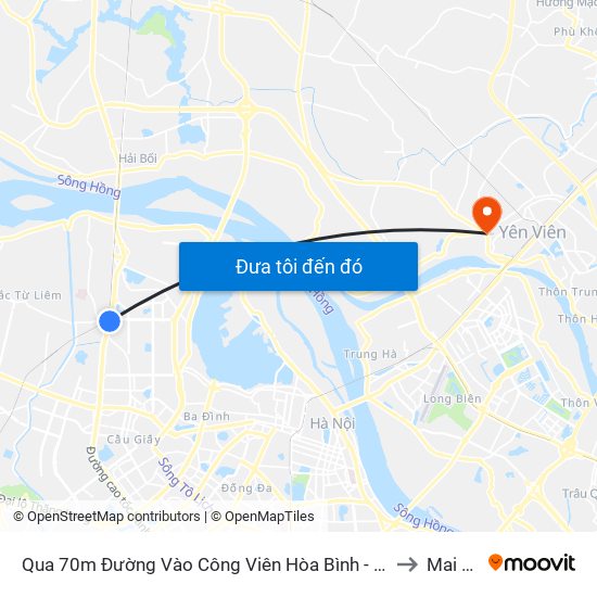 Qua 70m Đường Vào Công Viên Hòa Bình - Phạm Văn Đồng to Mai Lâm map