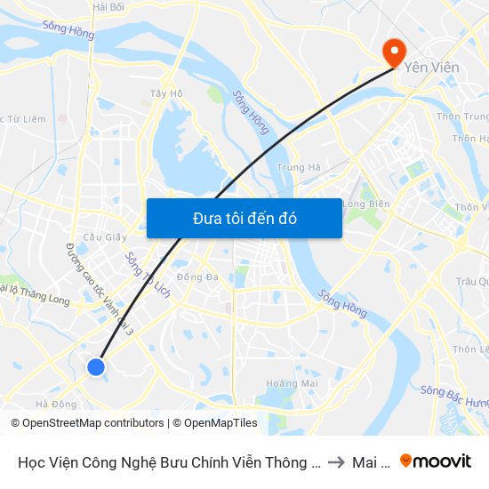 Học Viện Công Nghệ Bưu Chính Viễn Thông - Trần Phú (Hà Đông) to Mai Lâm map