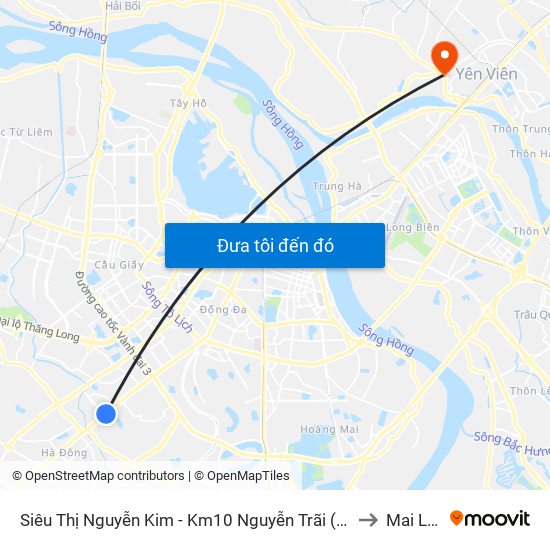 Siêu Thị Nguyễn Kim - Km10 Nguyễn Trãi (Hà Đông) to Mai Lâm map