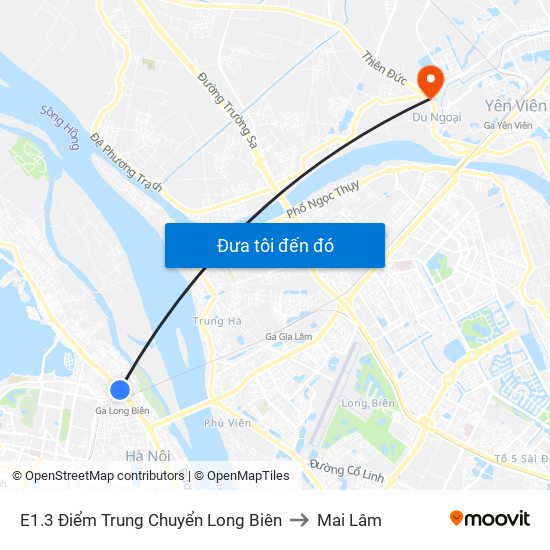 E1.3 Điểm Trung Chuyển Long Biên to Mai Lâm map