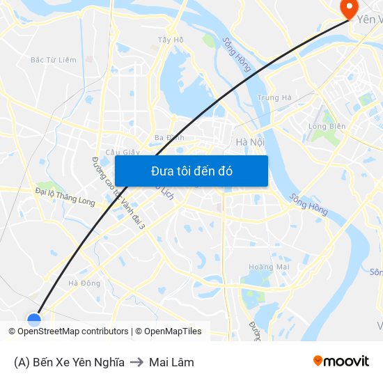 (A) Bến Xe Yên Nghĩa to Mai Lâm map