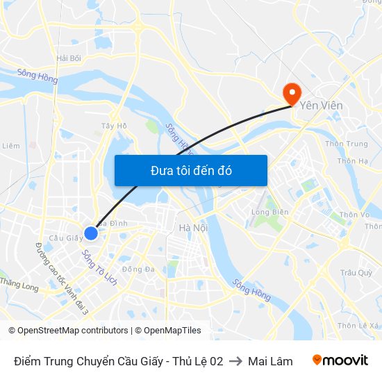 Điểm Trung Chuyển Cầu Giấy - Thủ Lệ 02 to Mai Lâm map