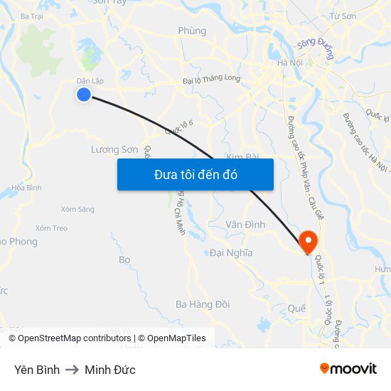 Yên Bình to Minh Đức map