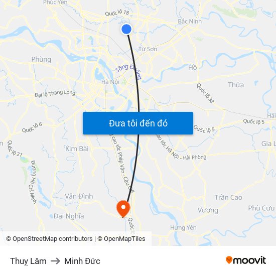 Thuỵ Lâm to Minh Đức map