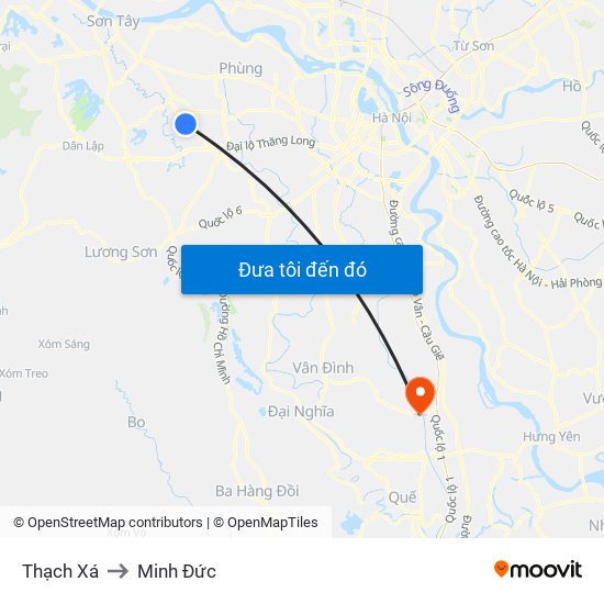 Thạch Xá to Minh Đức map