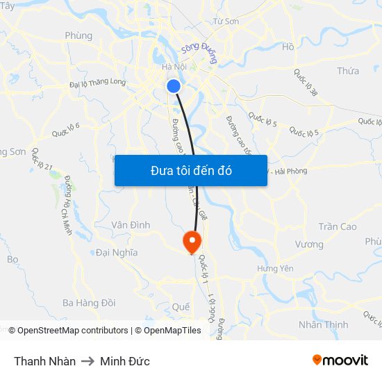 Thanh Nhàn to Minh Đức map