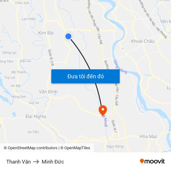 Thanh Văn to Minh Đức map