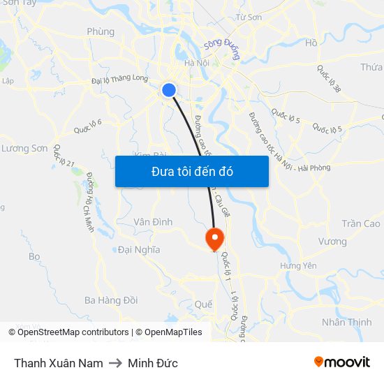 Thanh Xuân Nam to Minh Đức map