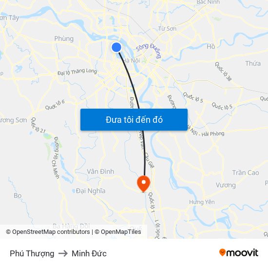 Phú Thượng to Minh Đức map