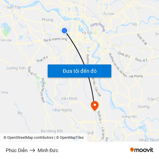 Phúc Diễn to Minh Đức map