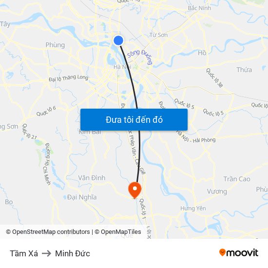 Tầm Xá to Minh Đức map