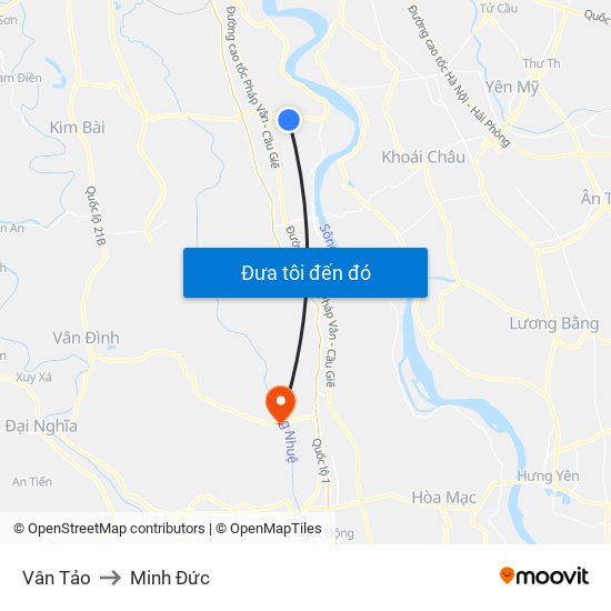 Vân Tảo to Minh Đức map