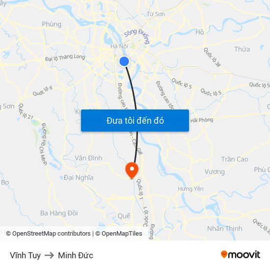 Vĩnh Tuy to Minh Đức map