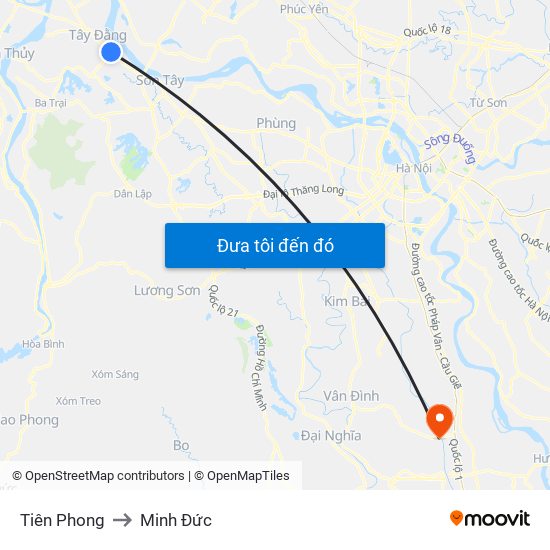 Tiên Phong to Minh Đức map